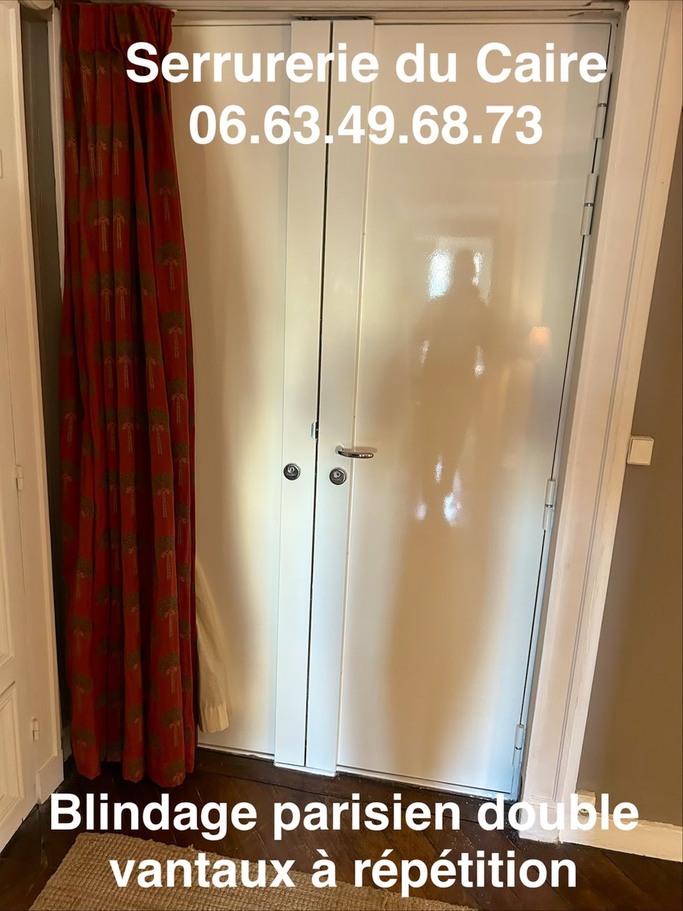 Blindage parisien sur porte double vantaux — serrurier, intervention Paris
